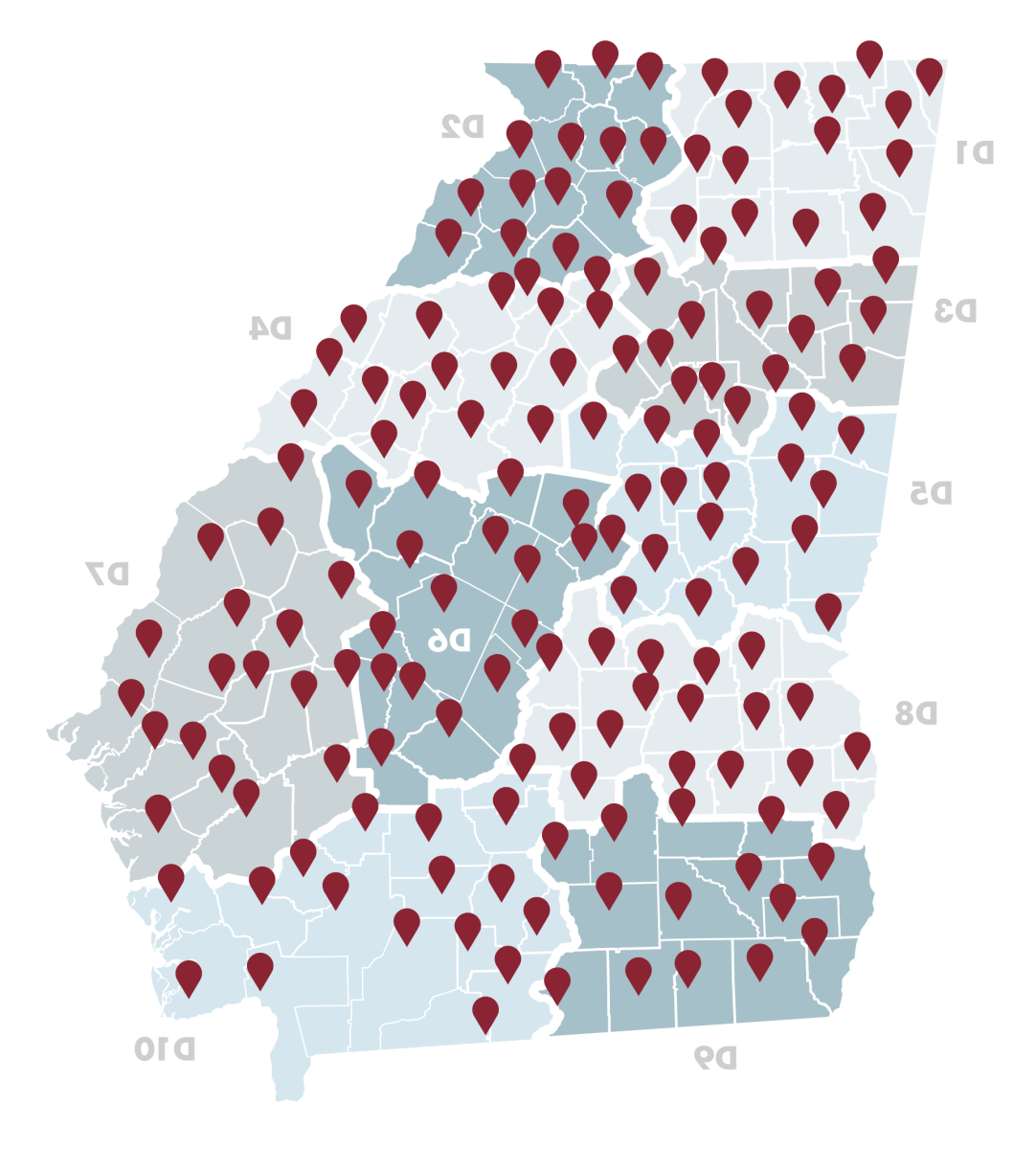 Map of Georgia with GFB Locations